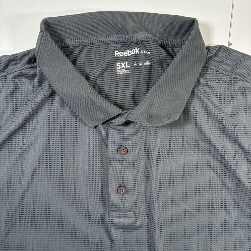 Reebok Golf Polo Shirt 5XL Gray Geometric Micro Stripe Athletic Performance